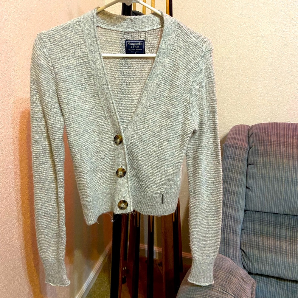 Abercrombie & Fitch Grey Knitted Cardigan | Small